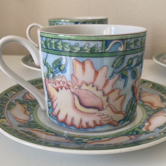 Andrea By Sadek Other - Siddhia Hutchinson Sea Garden Andrea by Sadek Japan (4) Cups Saucers Demitasse